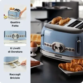 Ariete 156 Vintage svetlo modrá / Hriankovač / 4 hrianky / 1600 W (0156BL)