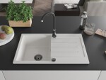 MEXEN/S MEXEN/S - Bruno granitový drez 1 s odkvapkávačom 795 x 495 mm, biela, + sifón grafit 6513791010-20-B