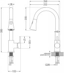 MEXEN/S MEXEN/S - Gaspar granitový drez 1.5 s odkvapkávačom vrátane batérie Elia, čierna/zlatá metalik 6507-75-670101-00