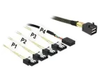 DeLock 85732 / Kábel SAS / Mini SAS HD SFF-8643 (M) 4× SATA 7 pin + Sideband / 1 m / čierny (85732)