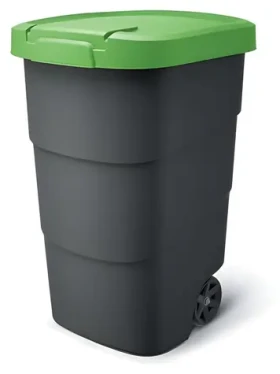 Prosperplast Wheeler 90 l antracit so zeleným vekom / Popolnice / Plast / 78,3x39,4 cm (NBWB90-362C)