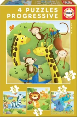 Educa Puzzle Divoké zvieratá 4v1