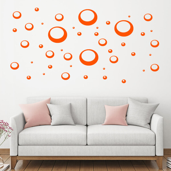 Veselá Stena Samolepka Bubliny Farba: oranžová, Veľkosť: 100 x 117 cm