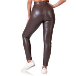 Dámske kožené legíny RELAX & GO LEATHEROPTIC LEGGINGS - BELLINDA - tmavohnedé L