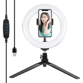 Puluz PKT3073B / Sada pre vlogovanie / Statív / LED krúžkové svetlo / Svorka na telefón (PKT3073B)