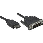 Manhattan HDMI / DVI káblový adaptér Zástrčka HDMI-A, DVI-D 24+1pol. Zástrčka 1.00 m čierna 322782 HDMI kábel; 322782