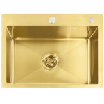 REA REA - Oceľový drez Liam BRUSH GOLD s kuchynskou batériou KPL-96007