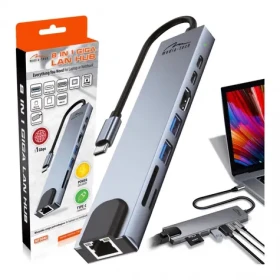 MT5046 sivá / Dokovacia stanica / 8v1 / HDMI 4K / VGA / LAN / USB-C PD 100W (MT5046)