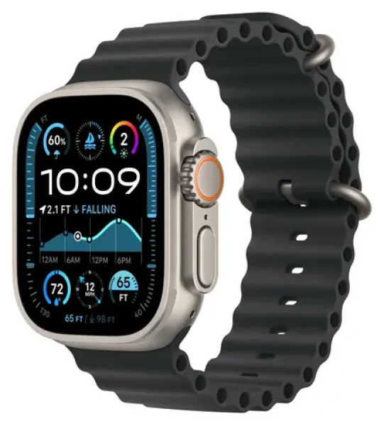 Apple Watch 49mm Black Ocean / Predĺženie oceánskeho remienka / prírodný Titan (MXTM3ZM/A)