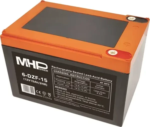 Carspa MHPower 6-DZF-15 / Gélový akumulátor / VRLA GÉL / 12V/15Ah / Deep Cycle / Terminál D1-M5 (6-DZF-15)