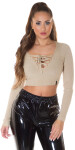 Sexy KouCla crop ribbed jumper with lacing Einheitsgroesse