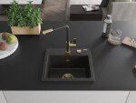 MEXEN/S MEXEN/S - Milo granitový drez 1-miska vrátane batérie Flora, čierna/zlatá metalik 6505-75-670401-57-G