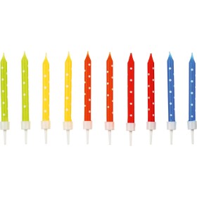 Sviečky farebné s bodkami 24 ks 6 cm - Amscan