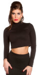 Sexy KouCla Crop Top dlhým rukávom Belly Free black