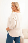 Dámsky plus size sveter s lodičkovým výstrihom béžový UNI