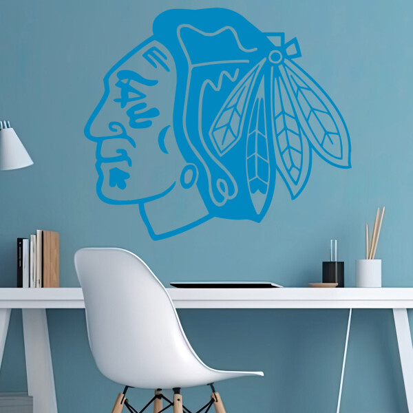 Veselá Stena Samolepka Hokejový tím Chicago Blackhawks Farba: modrá, Veľkosť: 40 x 34 cm
