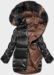 Čierno-hnedá obojstranná bunda oversize (h-1088-01) odstíny hnědé S (36)