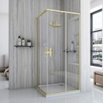 REA/S - Sprchovací kút City 90x90 Gold So sprchovou vaničkou Savoy black KPL-K6445