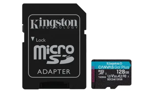 Kingston Canvas Go PLUS microSDXC 128GB s adaptérom / UHS-I V30 / U3 / Class 10 / čítanie: až 200MBs / zápis: až 160 MBs (SDCG4/128GB)
