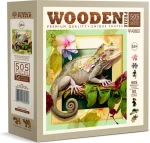 Wooden City Drevené puzzle Chameleon a kvety