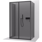 CERANO - Trojstenný sprchovací kút Varone LINE UL/P - 6 mm - čierna matná, grafitové sklo - 110x100x195 - posuvný CER-8050BD7830