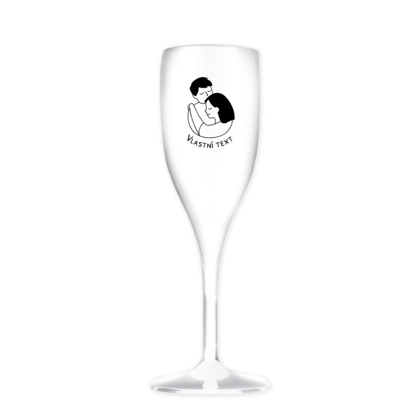 Personalizovaná nerozbitná pohár na prosecco – pár v objatí