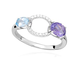 Silver Cat Hravý strieborný prsteň s kubickými zirkónmi Colored stones SC634 58 mm