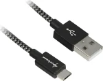 Sharkoon USB-A - Micro USB B čierna/sivá / USB kábel / 2.0 / Opletený / Hliníkové konektory / 1 m (4044951027002)