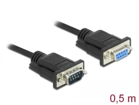 DeLock Kábel RS-232 D-Sub 9pin (M) - D-Sub 9pin (F) 0.5m čierna (86613)