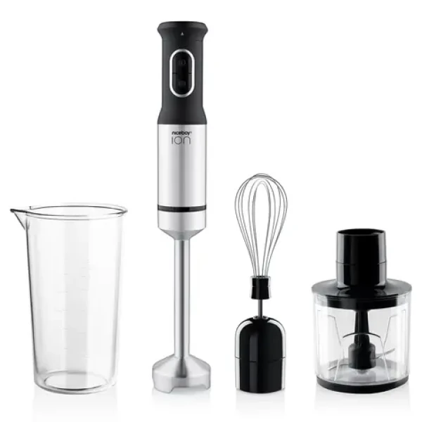 Niceboy ION Twister T3 strieborná / Tyčový mixér / 1200 W / nádoba 600 ml / minisekáčik / šľahacia metla (twister-t3)