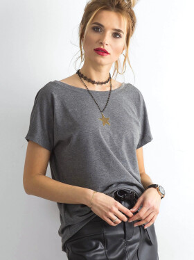 Tmavosivé dámske základné tričko Feel Good (4662-37P) odstíny šedé XL (42)