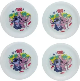 STOR Sada detských tanierikov Stitch / 4 ks / Odolný plast / Do umývačky aj mikrovlnky (11252)