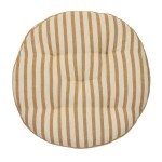 MADAM STOLTZ Okrúhly sedák na stoličku Stripes Off white / Dark honey Ø 45 cm