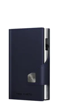 TRU VIRTU Click Slide Vegan Bio Apple tmavo modrá/strieborná / Peňaženka / RFID ochrana / vegánska koža / 12 kariet (24106210112)