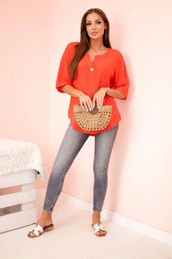 Dámska mušelínová košeľa s gombíkom červená UNI