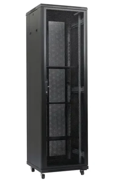 Xtendlan 47U/600x600 čierny / Stojanový rozvádzač / 19" / perforované dvere a chrbát (PER-47U-66-BLACK-P)