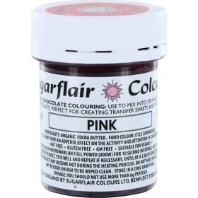 Farba na čokoládu na báze kakaového masla Sugarflair Pink (35 g) C301 torta/muffína - Sugarflair