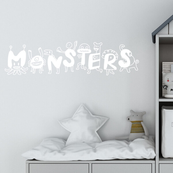 Veselá Stena Samolepka Monsters Farba: bílá, Veľkosť: 40 x 11 cm