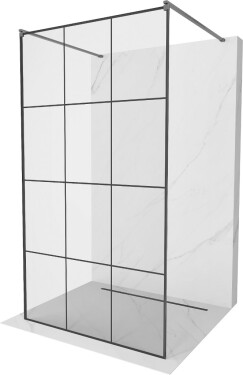 MEXEN/S - Kioto samostatne stojaca sprchová zástena 120 x 200, čierny vzor 8 mm, grafit kartáčovaná 800-120-002-66-77