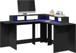 VidaXL Biurko z podświetleniem LED, čierne, 152x152x91 cm