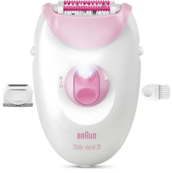 Braun Silk-épil 3 SE3-031 bielo-ružová / Epilátor / suché holenie / 2 rýchlosti / 20 pinziet / sieťové napájanie (963121)