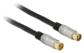 DeLock čierny / Anténny kábel IEC / RG-6/U / 75 Ohm / 2 m / Premium, pozlátené konektory (88946)