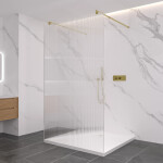 CERANO - Sprchová zástena Walk-in Onyx Duo Ľ/P - 8 mm - okrúhla vzpera - zlatá, ryhované sklo - 120x200 CER-8050BD2267