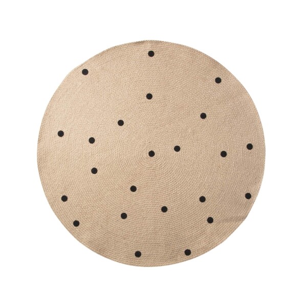 Ferm LIVING Jutový koberec Black Dots Small Ø 100 cm