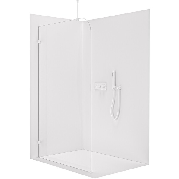 CERANO - Sprchová zástena Walk-in Orbis Top Round Ľ/P - 8 mm - okrúhla vzpera - biela matná, transparentné sklo - 160x200 CER-682582