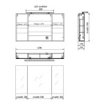 SAPHO - MIRRÓ galérka s LED osvetlením, 3x dvierka, 120x70x16cm, biela MC121-0030