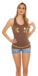 Sexy Tanktop with golden X-Print Einheitsgroesse