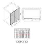 CERANO - Sprchové posuvné dvere Lantono - pravá - 8 mm - Soft-Close - čierna matná, mliečne sklo - 140x195 CER-663163
