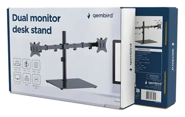 Gembird MS-D2ST-01 čierna / Držiak 2 monitorov na stôl / 17-32" / do 9 kg / naklápací, otočný (MS-D2ST-01)