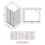 CERANO - Sprchovací kút Volpe L/P - 6 mm - čierna matná, transparentné sklo - 70x90x190 - zalamovacia CER-427306